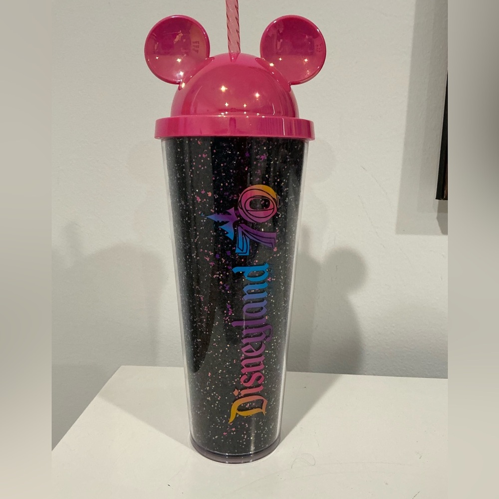 Disneyland 70th Anniversary Starbucks Tumbler with Pink Mickey Lid